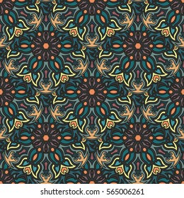 Ornate floral seamless texture, endless pattern with vintage mandala elements. Can be used for wallpaper, pattern fills, web page background, surface textures.Islam, Arabic, Indian, ottoman motifs.