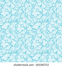 Ornate floral seamless texture, endless pattern with flowers. Hand drawn doodle flowers. Can be used for wallpaper, pattern fills, web page background, surface textures, eps10