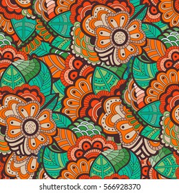 Ornate floral seamless texture, endless pattern with flowers. Hand drawn doodle flowers. Can be used for wallpaper, pattern fills, web page background, surface textures, eps10