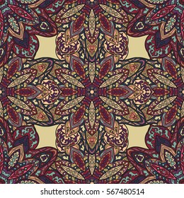 Ornate floral seamless texture, endless pattern with vintage mandala elements. Can be used for wallpaper, pattern fills, web page background, surface textures.Islam, Arabic, Indian, ottoman motifs.