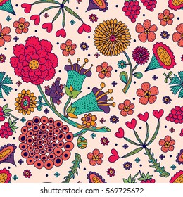 Ornate floral seamless texture, endless pattern with flowers. Seamless pattern can be used for wallpaper, pattern fills, web page background, surface textures.