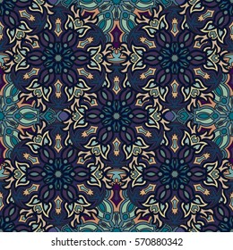 Ornate floral seamless texture, endless pattern with vintage mandala elements. Can be used for wallpaper, pattern fills, web page background, surface textures.Islam, Arabic, Indian, ottoman motifs.