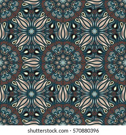 Ornate floral seamless texture, endless pattern with vintage mandala elements. Can be used for wallpaper, pattern fills, web page background, surface textures.Islam, Arabic, Indian, ottoman motifs.