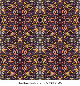 Ornate floral seamless texture, endless pattern with vintage mandala elements. Can be used for wallpaper, pattern fills, web page background, surface textures.Islam, Arabic, Indian, ottoman motifs.