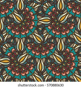 Ornate floral seamless texture, endless pattern with vintage mandala elements. Can be used for wallpaper, pattern fills, web page background, surface textures.Islam, Arabic, Indian, ottoman motifs.