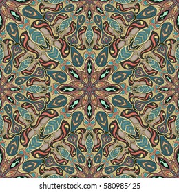 Ornate floral seamless texture, endless pattern with vintage mandala elements. Can be used for wallpaper, pattern fills, web page background, surface textures.Islam, Arabic, Indian, ottoman motifs.