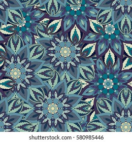 Ornate floral seamless texture, endless pattern with vintage mandala elements. Can be used for wallpaper, pattern fills, web page background, surface textures.Islam, Arabic, Indian, ottoman motifs.
