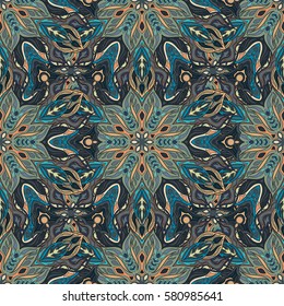Ornate floral seamless texture, endless pattern with vintage mandala elements. Can be used for wallpaper, pattern fills, web page background, surface textures.Islam, Arabic, Indian, ottoman motifs.