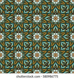Ornate floral seamless texture, endless pattern with vintage mandala elements. Can be used for wallpaper, pattern fills, web page background, surface textures.Islam, Arabic, Indian, ottoman motifs.