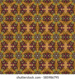 Ornate floral seamless texture, endless pattern with vintage mandala elements. Can be used for wallpaper, pattern fills, web page background, surface textures.Islam, Arabic, Indian, ottoman motifs.