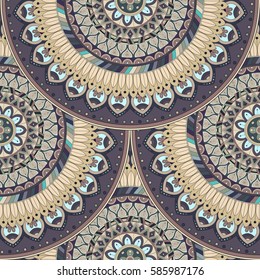 Ornate floral seamless texture, endless pattern with vintage mandala elements. Can be used for wallpaper, pattern fills, web page background, surface textures.Islam, Arabic, Indian, ottoman motifs.