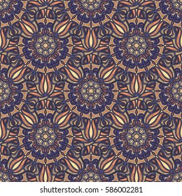 Ornate floral seamless texture, endless pattern with vintage mandala elements. Can be used for wallpaper, pattern fills, web page background, surface textures.Islam, Arabic, Indian, ottoman motifs.