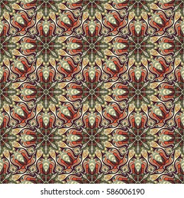 Ornate floral seamless texture, endless pattern with vintage mandala elements. Can be used for wallpaper, pattern fills, web page background, surface textures.Islam, Arabic, Indian, ottoman motifs.