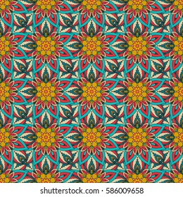 Ornate floral seamless texture, endless pattern with vintage mandala elements. Can be used for wallpaper, pattern fills, web page background, surface textures.Islam, Arabic, Indian, ottoman motifs.