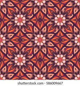 Ornate floral seamless texture, endless pattern with vintage mandala elements. Can be used for wallpaper, pattern fills, web page background, surface textures.Islam, Arabic, Indian, ottoman motifs.