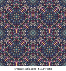Ornate floral seamless texture, endless pattern with vintage mandala elements. Can be used for wallpaper, pattern fills, web page background, surface textures.Islam, Arabic, Indian, ottoman motifs.