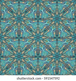 Ornate floral seamless texture, endless pattern with vintage mandala elements. Can be used for wallpaper, pattern fills, web page background, surface textures.Islam, Arabic, Indian, ottoman motifs.