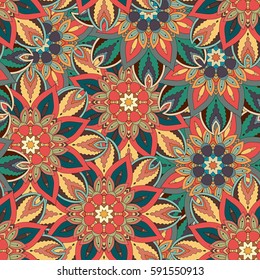 Ornate floral seamless texture, endless pattern with vintage mandala elements. Can be used for wallpaper, pattern fills, web page background, surface textures.Islam, Arabic, Indian, ottoman motifs.