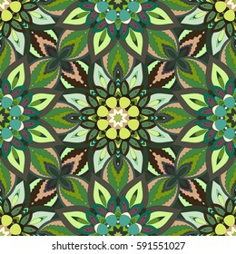 Ornate floral seamless texture, endless pattern with vintage mandala elements. Can be used for wallpaper, pattern fills, web page background, surface textures.Islam, Arabic, Indian, ottoman motifs.