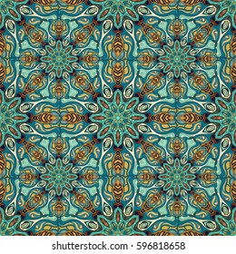 Ornate floral seamless texture, endless pattern with vintage mandala elements. Can be used for wallpaper, pattern fills, web page background, surface textures.Islam, Arabic, Indian, ottoman motifs.