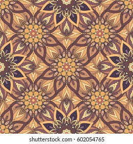 Ornate floral seamless texture, endless pattern with vintage mandala elements. Can be used for wallpaper, pattern fills, web page background, surface textures.Islam, Arabic, Indian, ottoman motifs.