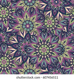 Ornate floral seamless texture, endless pattern with vintage mandala elements. Can be used for wallpaper, pattern fills, web page background, surface textures.Islam, Arabic, Indian, ottoman motifs.