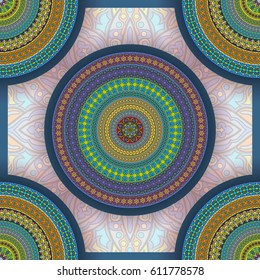 Ornate floral seamless texture, endless pattern with vintage mandala elements. Can be used for wallpaper, pattern fills, web page background, surface textures.Islam, Arabic, Indian, ottoman motifs.