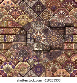 Ornate floral seamless texture, endless pattern with vintage mandala elements. Can be used for wallpaper, pattern fills, web page background, surface textures.Islam, Arabic, Indian, ottoman motifs.