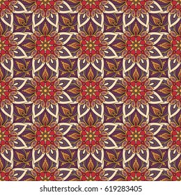 Ornate floral seamless texture, endless pattern with vintage mandala elements. Can be used for wallpaper, pattern fills, web page background, surface textures.Islam, Arabic, Indian, ottoman motifs.