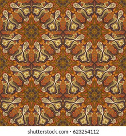 Ornate floral seamless texture, endless pattern with vintage mandala elements. Can be used for wallpaper, pattern fills, web page background, surface textures.Islam, Arabic, Indian, ottoman motifs.