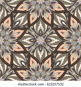 Ornate floral seamless texture, endless pattern with vintage mandala elements. Can be used for wallpaper, pattern fills, web page background, surface textures.Islam, Arabic, Indian, ottoman motifs.