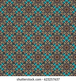 Ornate floral seamless texture, endless pattern with vintage mandala elements. Can be used for wallpaper, pattern fills, web page background, surface textures.Islam, Arabic, Indian, ottoman motifs.