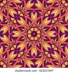 Ornate floral seamless texture, endless pattern with vintage mandala elements. Can be used for wallpaper, pattern fills, web page background, surface textures.Islam, Arabic, Indian, ottoman motifs.