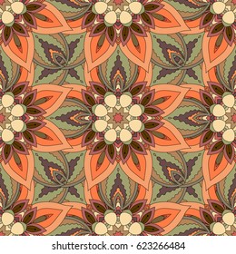 Ornate floral seamless texture, endless pattern with vintage mandala elements. Can be used for wallpaper, pattern fills, web page background, surface textures.Islam, Arabic, Indian, ottoman motifs.