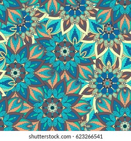Ornate floral seamless texture, endless pattern with vintage mandala elements. Can be used for wallpaper, pattern fills, web page background, surface textures.Islam, Arabic, Indian, ottoman motifs.