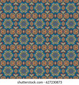 Ornate floral seamless texture, endless pattern with vintage mandala elements. Can be used for wallpaper, pattern fills, web page background, surface textures.Islam, Arabic, Indian, ottoman motifs.
