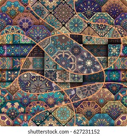 Ornate floral seamless texture, endless pattern with vintage mandala elements. Can be used for wallpaper, pattern fills, web page background, surface textures.Islam, Arabic, Indian, ottoman motifs.