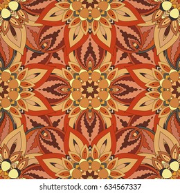 Ornate floral seamless texture, endless pattern with vintage mandala elements. Can be used for wallpaper, pattern fills, web page background, surface textures.Islam, Arabic, Indian, ottoman motifs.