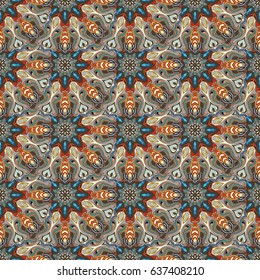 Ornate floral seamless texture, endless pattern with vintage mandala elements. Can be used for wallpaper, pattern fills, web page background, surface textures.Islam, Arabic, Indian, ottoman motifs.
