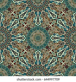 Ornate floral seamless texture, endless pattern with vintage mandala elements. Can be used for wallpaper, pattern fills, web page background, surface textures.Islam, Arabic, Indian, ottoman motifs.