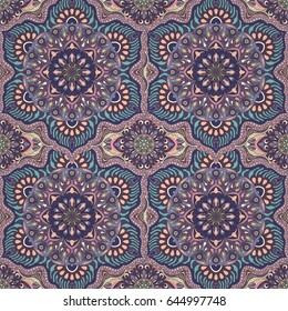 Ornate floral seamless texture, endless pattern with vintage mandala elements. Can be used for wallpaper, pattern fills, web page background, surface textures.Islam, Arabic, Indian, ottoman motifs.