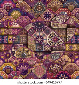 Ornate floral seamless texture, endless pattern with vintage mandala elements. Can be used for wallpaper, pattern fills, web page background, surface textures.Islam, Arabic, Indian, ottoman motifs.