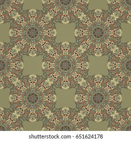 Ornate floral seamless texture, endless pattern with vintage mandala elements. Can be used for wallpaper, pattern fills, web page background, surface textures.Islam, Arabic, Indian, ottoman motifs.