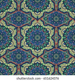 Ornate floral seamless texture, endless pattern with vintage mandala elements. Can be used for wallpaper, pattern fills, web page background, surface textures.Islam, Arabic, Indian, ottoman motifs.