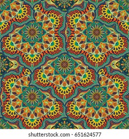 Ornate floral seamless texture, endless pattern with vintage mandala elements. Can be used for wallpaper, pattern fills, web page background, surface textures.Islam, Arabic, Indian, ottoman motifs.