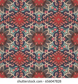Ornate floral seamless texture, endless pattern with vintage mandala elements. Can be used for wallpaper, pattern fills, web page background, surface textures.Islam, Arabic, Indian, ottoman motifs.