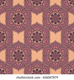Ornate floral seamless texture, endless pattern with vintage mandala elements. Can be used for wallpaper, pattern fills, web page background, surface textures.Islam, Arabic, Indian, ottoman motifs.