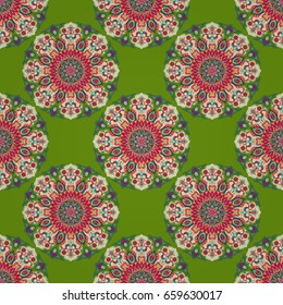 Ornate floral seamless texture, endless pattern with vintage mandala elements. Can be used for wallpaper, pattern fills, web page background, surface textures.Islam, Arabic, Indian, ottoman motifs.