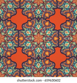 Ornate floral seamless texture, endless pattern with vintage mandala elements. Can be used for wallpaper, pattern fills, web page background, surface textures.Islam, Arabic, Indian, ottoman motifs.
