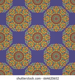 Ornate floral seamless texture, endless pattern with vintage mandala elements. Can be used for wallpaper, pattern fills, web page background, surface textures.Islam, Arabic, Indian, ottoman motifs.